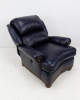 navy leather ottoman